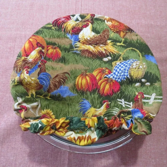 Kitchenaid Bowl Cover, Fall Farm Chickens and Sunflowers Reversible Mixer Cover - Picture 5 of 6